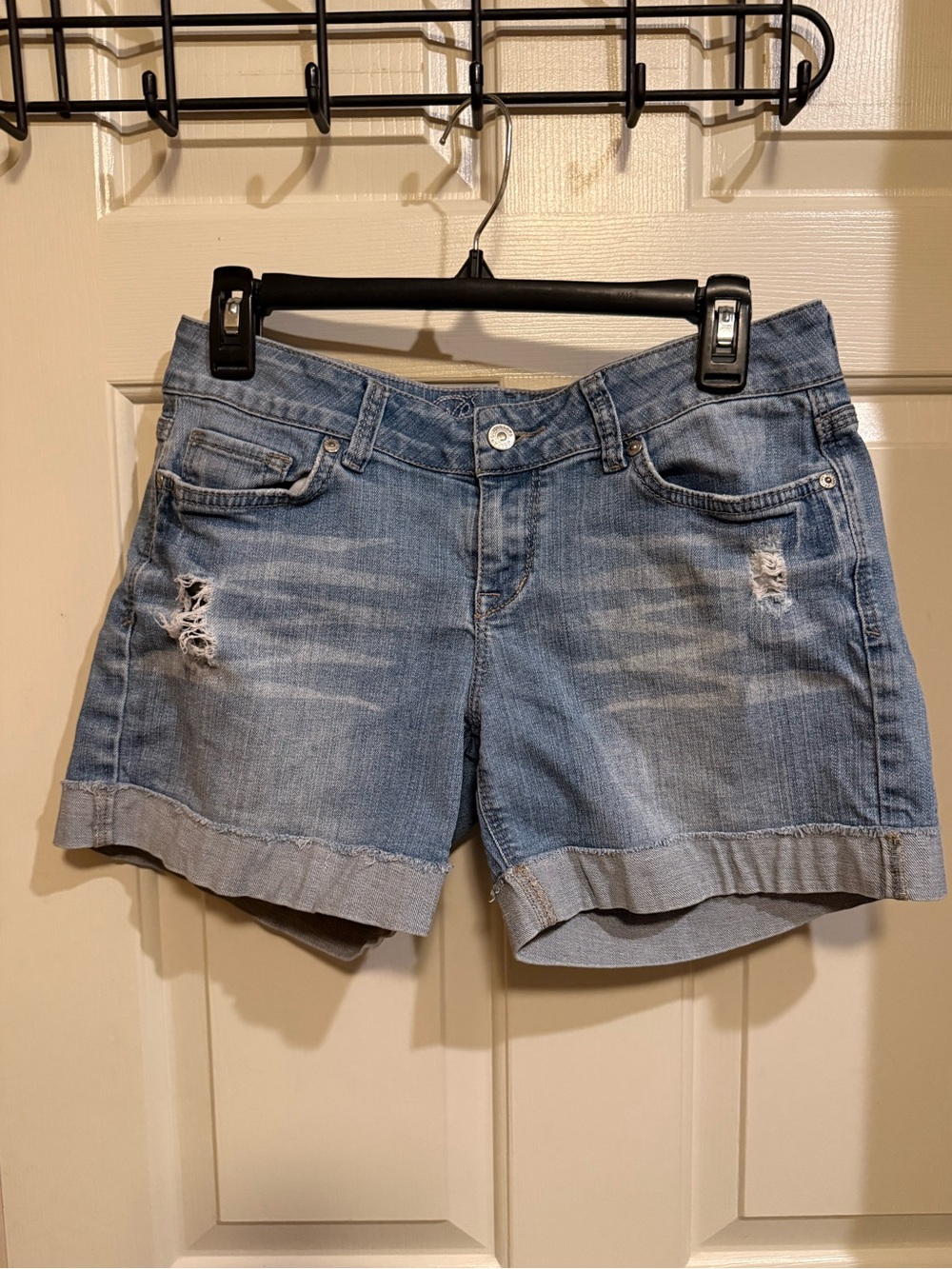 dELiA*s Light Blue Distressed Rolled Hem Denim Shorts